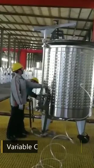 Tanque de capacidade variável para fermentador de vinho de aço inoxidável sanitário de topo aberto